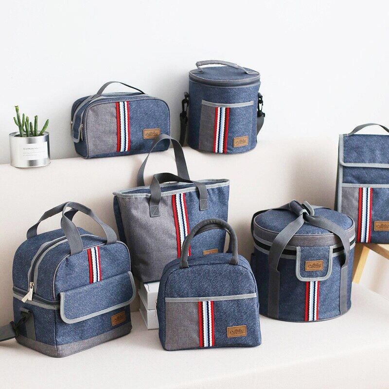 Gambar Oxford Lunch Bag Insulated Cooler Women Kids Bento Bag Thermal Food Bag Carrier Accessories