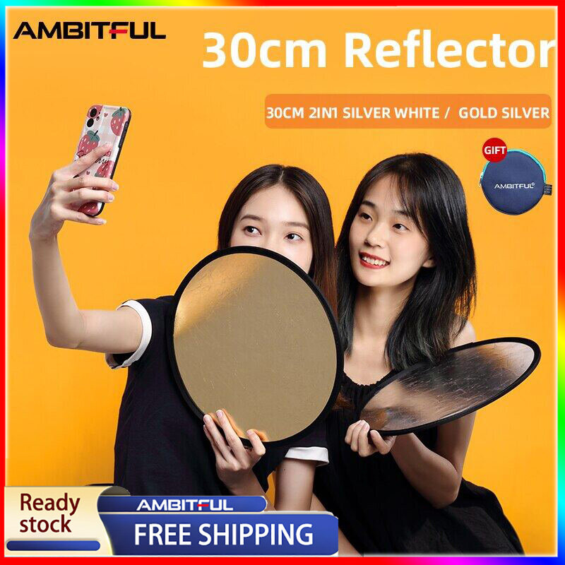AMBITFUL 2in1 Gold Silver White 30cm Round Camera Lighting Photo Disc