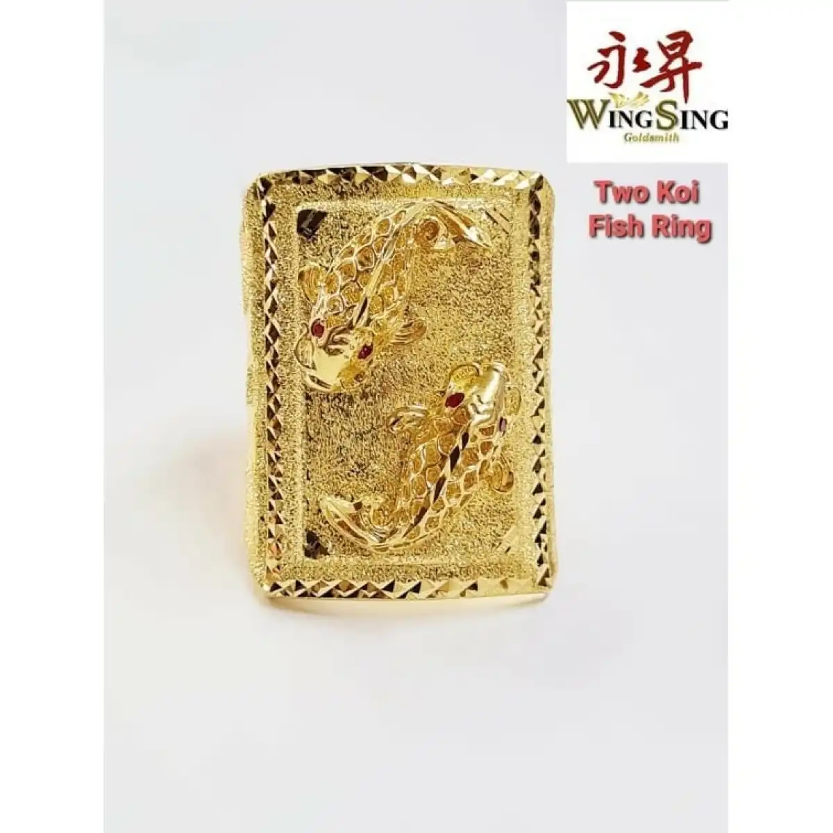 Wing Sing 916 Gold Biscuit Two Koi Fish Ring Cincin Lelaki Biskut Dua Ikan Koi Emas 916 Lazada
