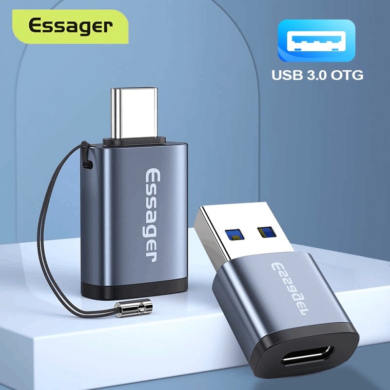 Essager Bộ Chuyển Đổi OTG USB Type C Bộ Chuyển Đổi Type-C USB-C Đầu Đực Sang USB 3.0 Đầu Cái Cho Mac