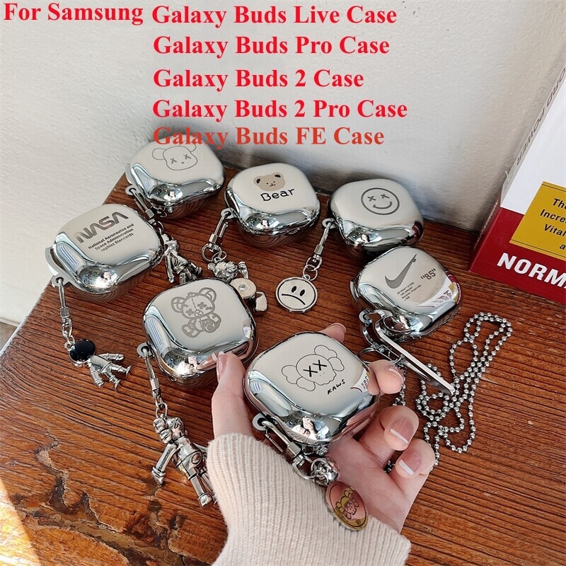 Ốp Bảo Vệ Họa Tiết Khắc Laser Vỏ Mềm TPU Mạ Điện Cho Samsung Galaxy Buds Pro / Buds Live / Buds 2 + Ốp Cho Vỏ Galaxy Buds Pro Mang Cùng Mặt Dây Chuyền