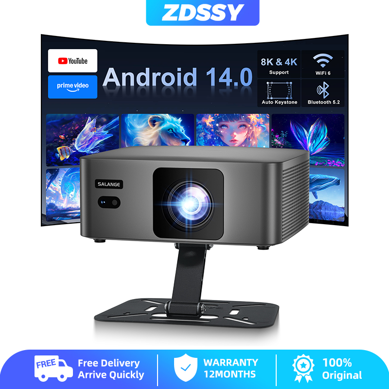 ZDSSY P60Pro Portable Mini LED Projector Android 14.0 Auto Focus Keystone 1080P Outdoor Movie Beamer Video Projector with Rotating Stand 5G Wi-fi 6 260 inches Projection Picture Compatible iOS/Android ราคา 3,999 บาท*ส่งฟรี