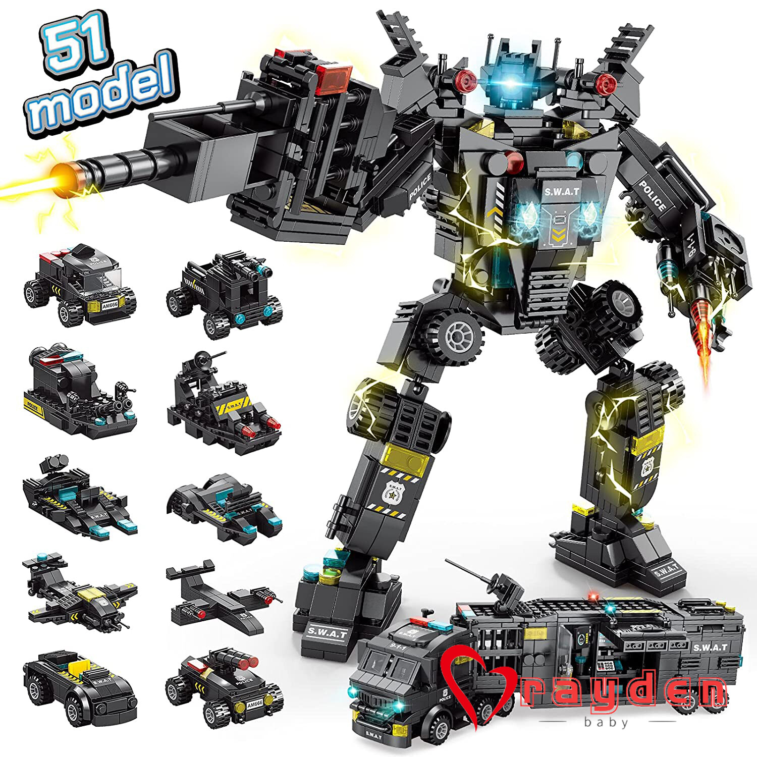 Bộ lắp ráp robot 51 trong 1 cho trẻ em đồ chơi xây dựng stem bộ lắp ráp cho bé trai 8-12 dự án stem kỹ thuật khối xây dựng xây dựng đồ chơi quà tặng cho bé trai trẻ em 6 7 8 9 10 11 12 tuổi cũ