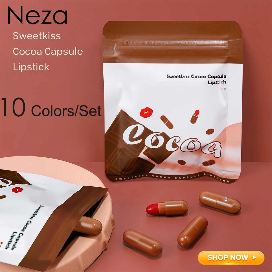 Gambar Neza Cocoa shape matte lip glaze 10colors set long lasting waterproof capsule mini lipstick