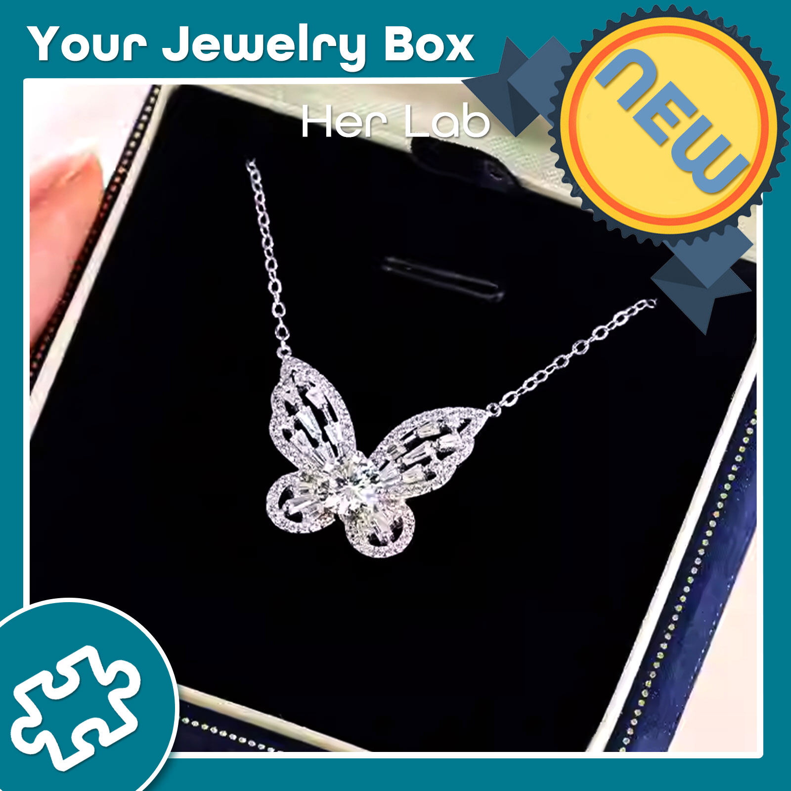 Her Lab Jewelry | 925 sterling silver women's necklace four-claw moissanite butterfly clavicle necklace GRA certified 1 carat D color shining full diamond butterfly necklace gift for girlfriend ราคา 3,691 บาท*ส่งฟรี