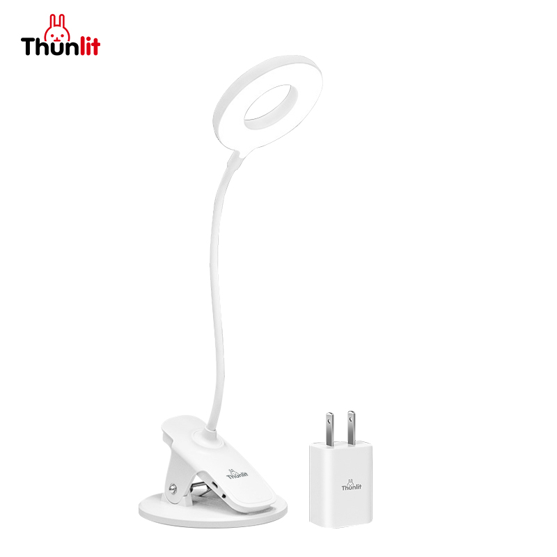Thunlit Clip LED Light USB 1250mAh Rechargeable Stepless Dimming 3 Color Temperatures Ring Light