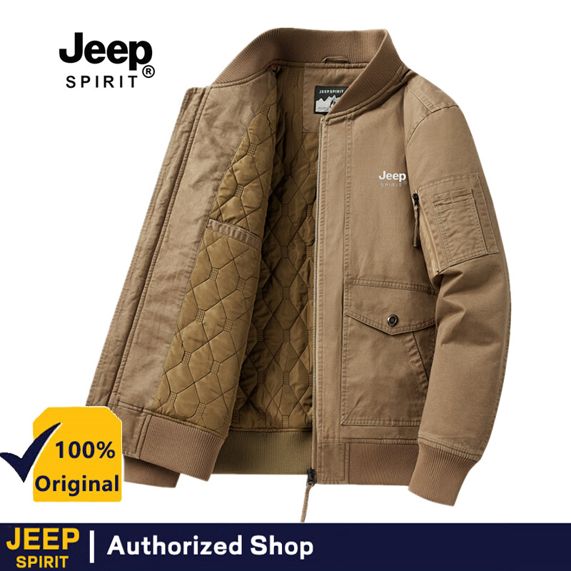  Jeep Spirit Nam Mùa Đông Áo khoác cotton Quần áo bảo hộ lao động Áo khoác bông ấm cotton được làm dày giản dị 