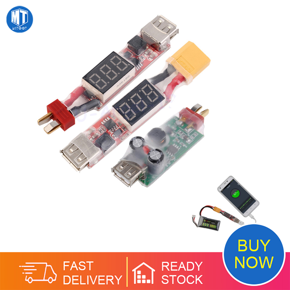 Bộ chuyển đổi sạc 2s-6s phích cắm chữ t xt60 có màn hình hiển thị điện áp cho iphone ipad htc