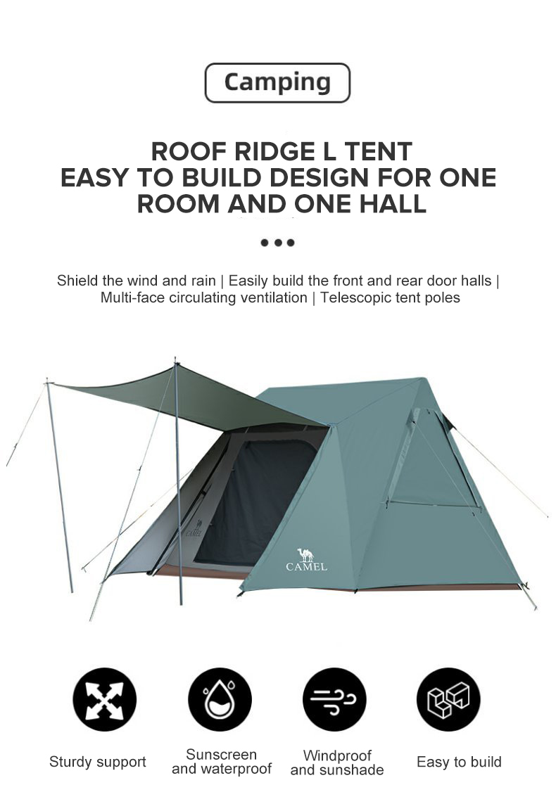 CAMELCROWN Outdoor Camping automatic Quick Build tent Large Capacity 3-4 Persons tent Large Space · v21