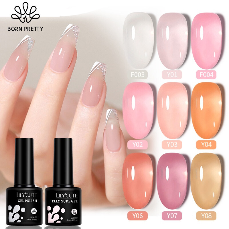 BORN PRETTY 1 Cái Gel Màu Nude Thạch 7ML Sơn Bóng UV LED Trong Mờ Sơn Móng Tay Nghệ Thuật Gel UV Móng Tay