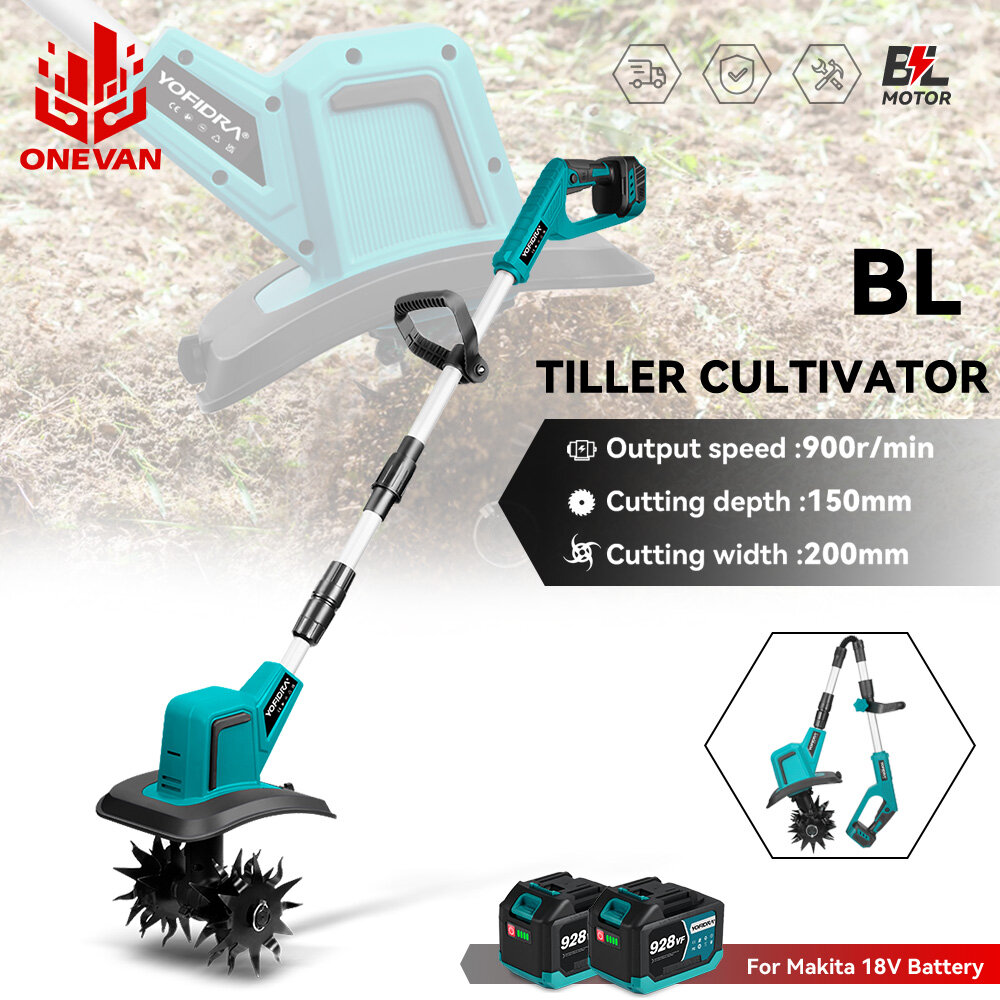 Brushless Electric Tiller Lawn Mower Garden Tiller For Soil Cultivation Garden Power Tool For Makita 18V Battery ราคา 2,923 บาท*ส่งฟรี