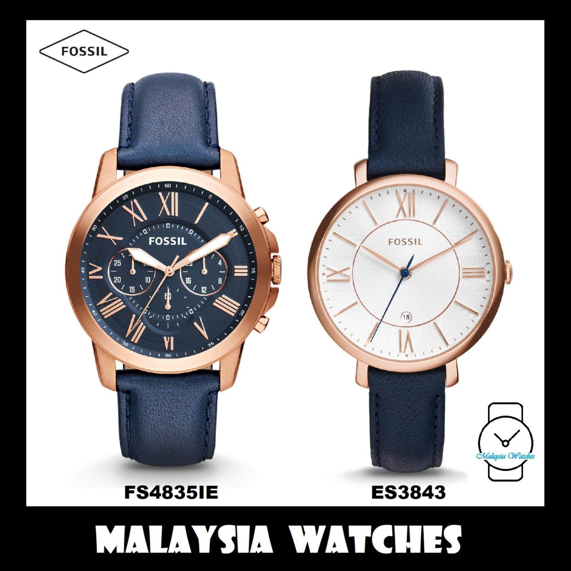 Official Warranty Fossil Men S Women S Fs4656 Es3466 Chronograph Leather Watch Combo 100 Original Lazada