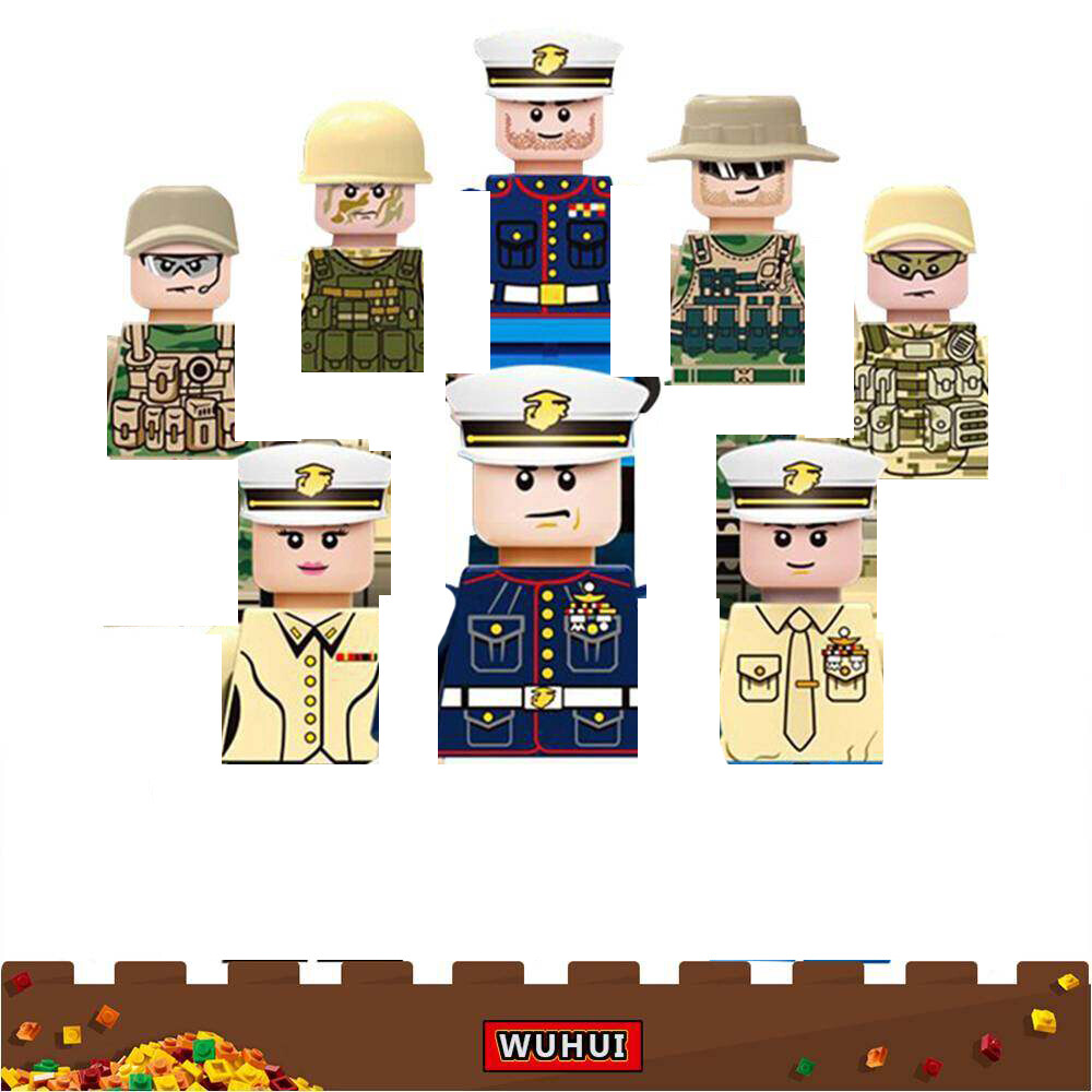WUHUI Bộ Đồ Chơi Mô Hình Nhỏ WW2 Quân Đội SWAT 8 Chiếc Khối Xây Dựng Đồ Chơi, Nhân Vật Búp Bê Quân Đội GẠCH XÂY DỰNG Xây Dựng Giáo Dục Dành Cho Trẻ Mẫu Giáo Từ 3 Tuổi Trở Lên Đồ Chơi Trẻ Em Tương Thích Với Tất Cả Các Thương Hiệu