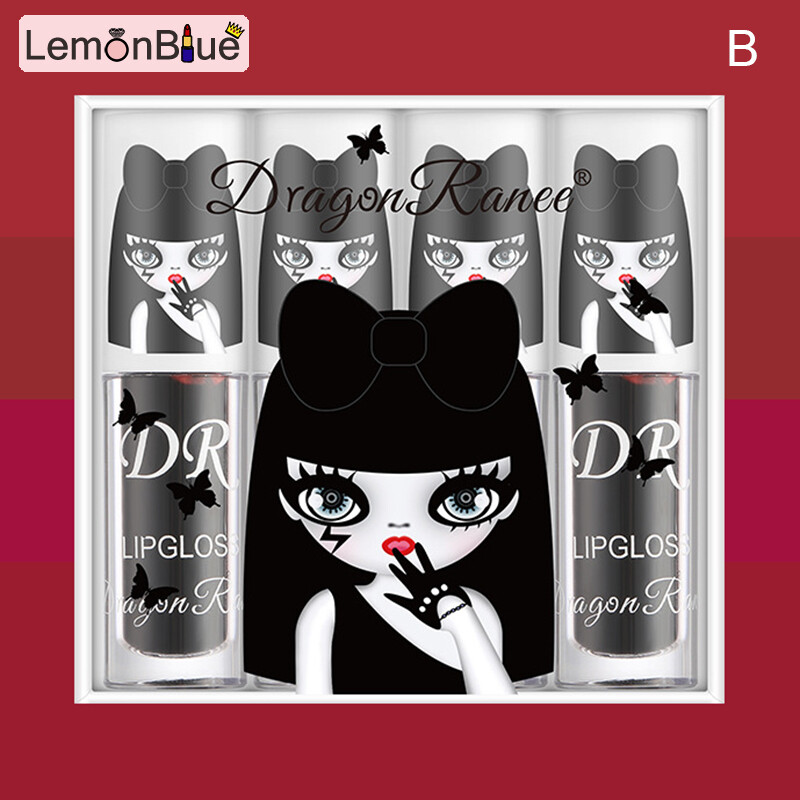 Gambar LemonBlue 4pcs set Girls long Lasting Liquid Lip Tint Waterproof Moisturizing Shining Lip Glaze Gift for Girlfriend and Women
