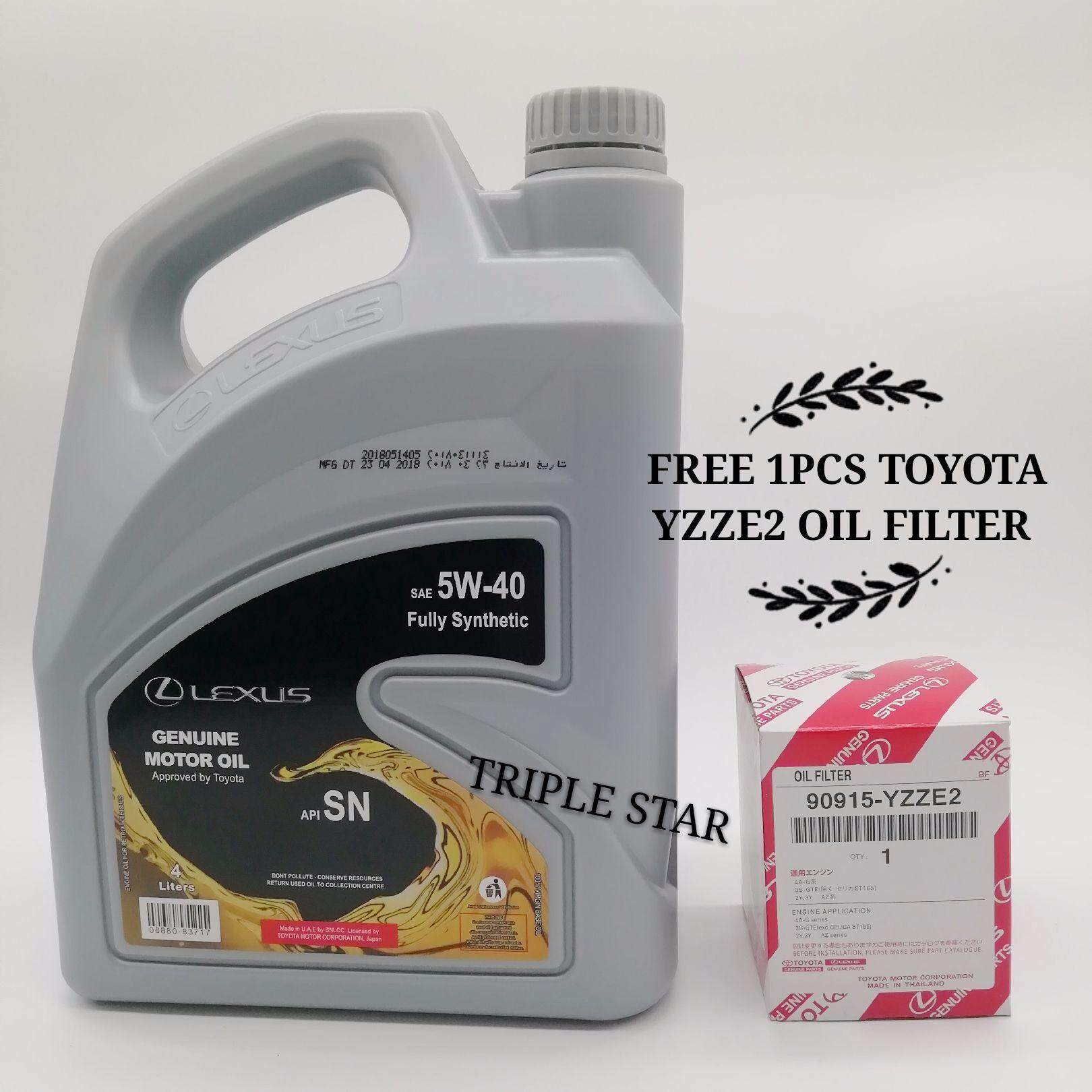 LEXUS FULLY SYNTHETIC 5W40 ENGINE OIL With Toyota Oil Filter YZZE2