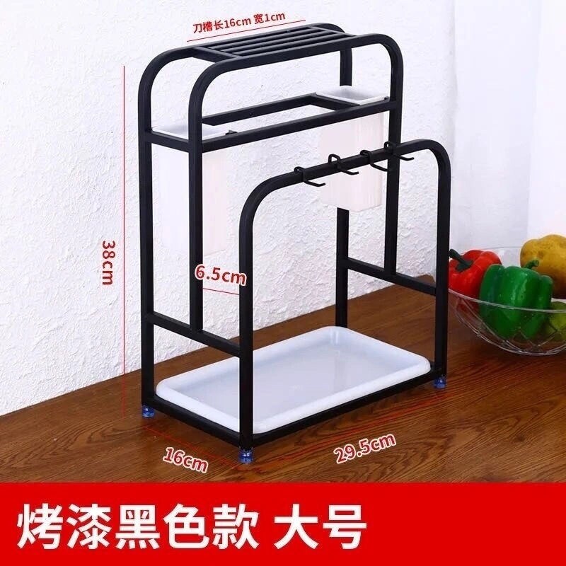 Gambar Stainless steel knife holder knife seat multi function rack pot cover cutting board knife rack kitchen supplies storage shelf floor