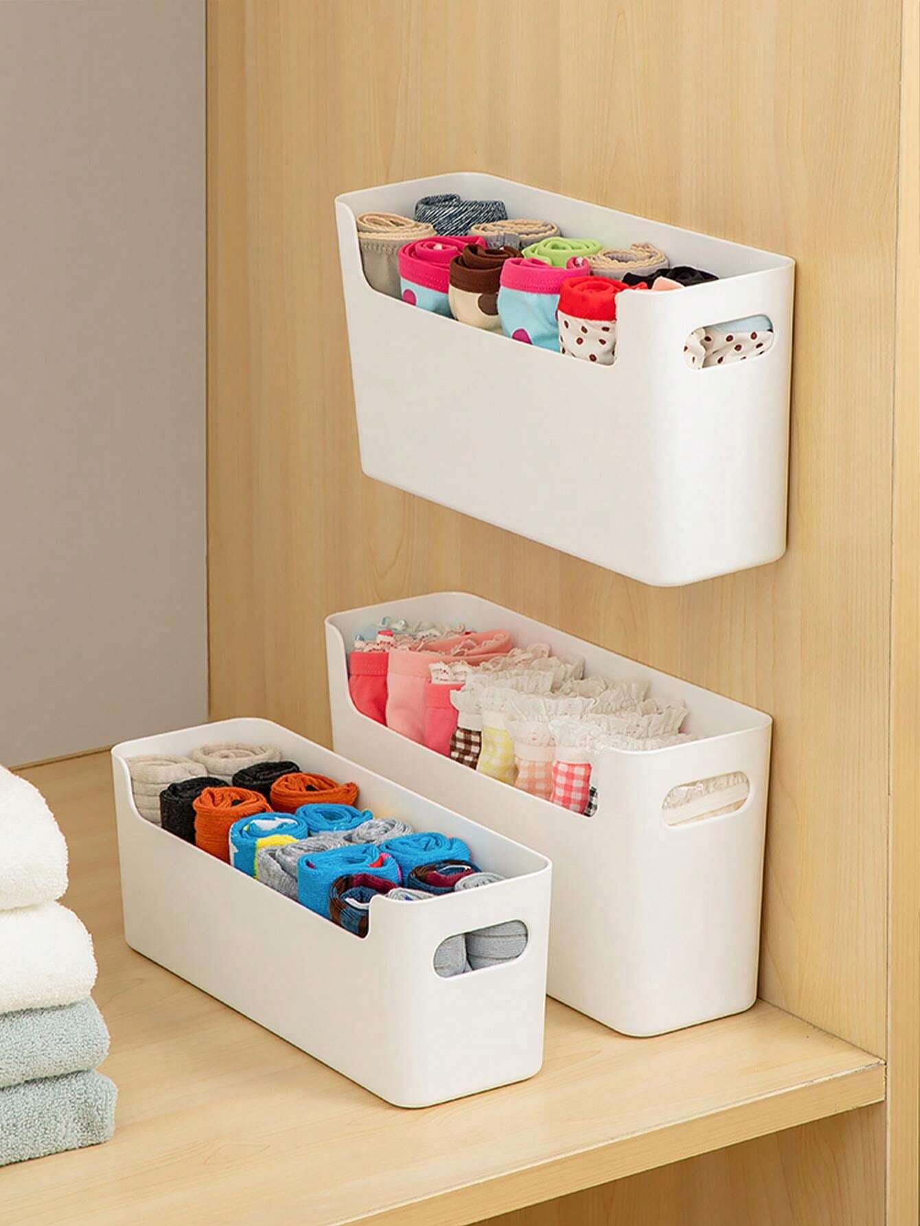 WORTHBUY Tủ đựng quần áo Hộp Treo Tường đấm miễn phí Áo ngực vớ sắp xếp đồ lót lưu trữ cho phòng ngủ Ngăn kéo giá treo tủ quần áo phân loại