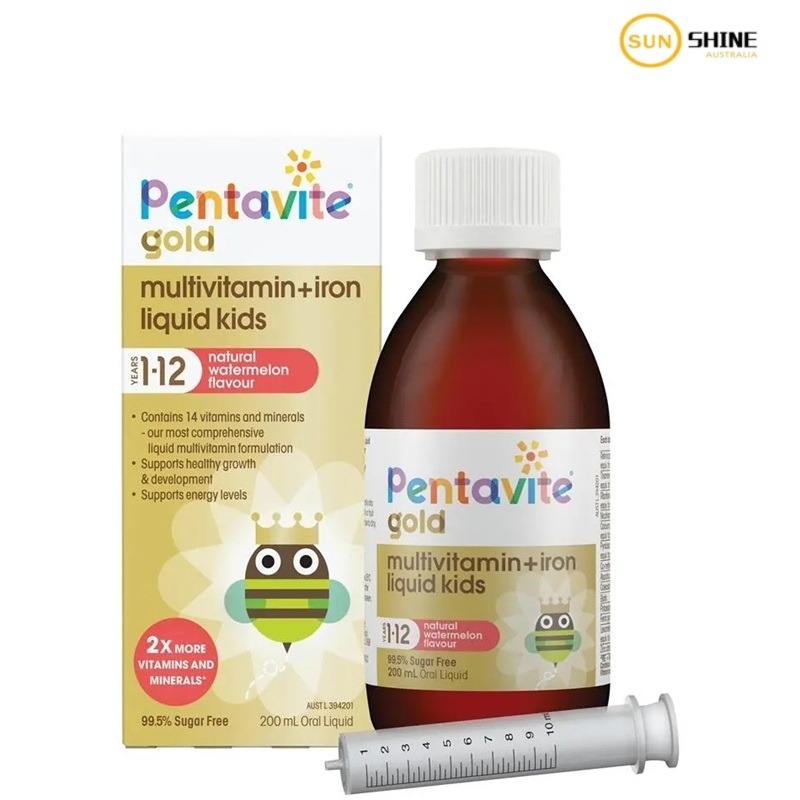 Pentavite Gold Multivitamin + Iron Liquid For Kids 200ml Australia [EXP07/2027]
