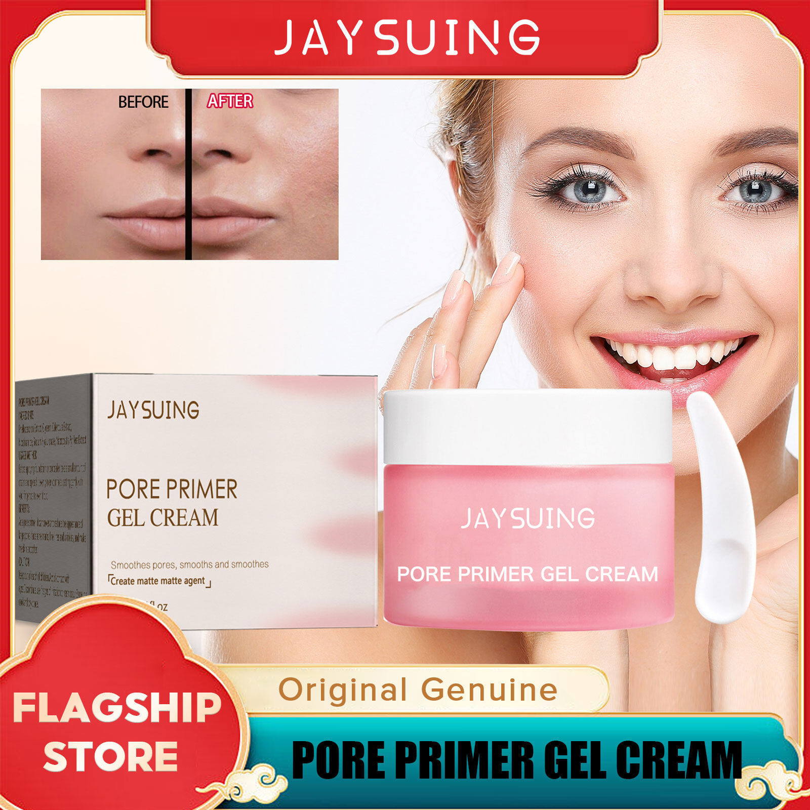 Jaysuing Pore Primer Gel Cream Invisible Pore Face Primer Makeup Base Matte Make Up Moisturizing Smooth Fine Lines Pore Cover Pores Create Clear And Delicate Skin Hydrates The Face Long-Lasting Finish Makeup Oil Control And Shine Prevention Cream 30g Harga 14 Ringgit*Penghantaran Percuma