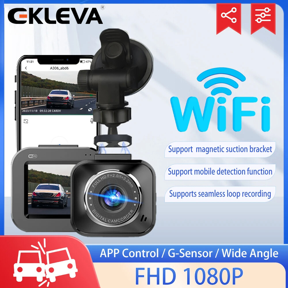 Ekleva DVR cho xe hơi Dash Cam Wifi FHD1080P ổ đĩa đầu ghi video Bảng điều khiển Camera Màn Hình đỗ xe video ghi lặp lại nhìn trong đêm hộp đen