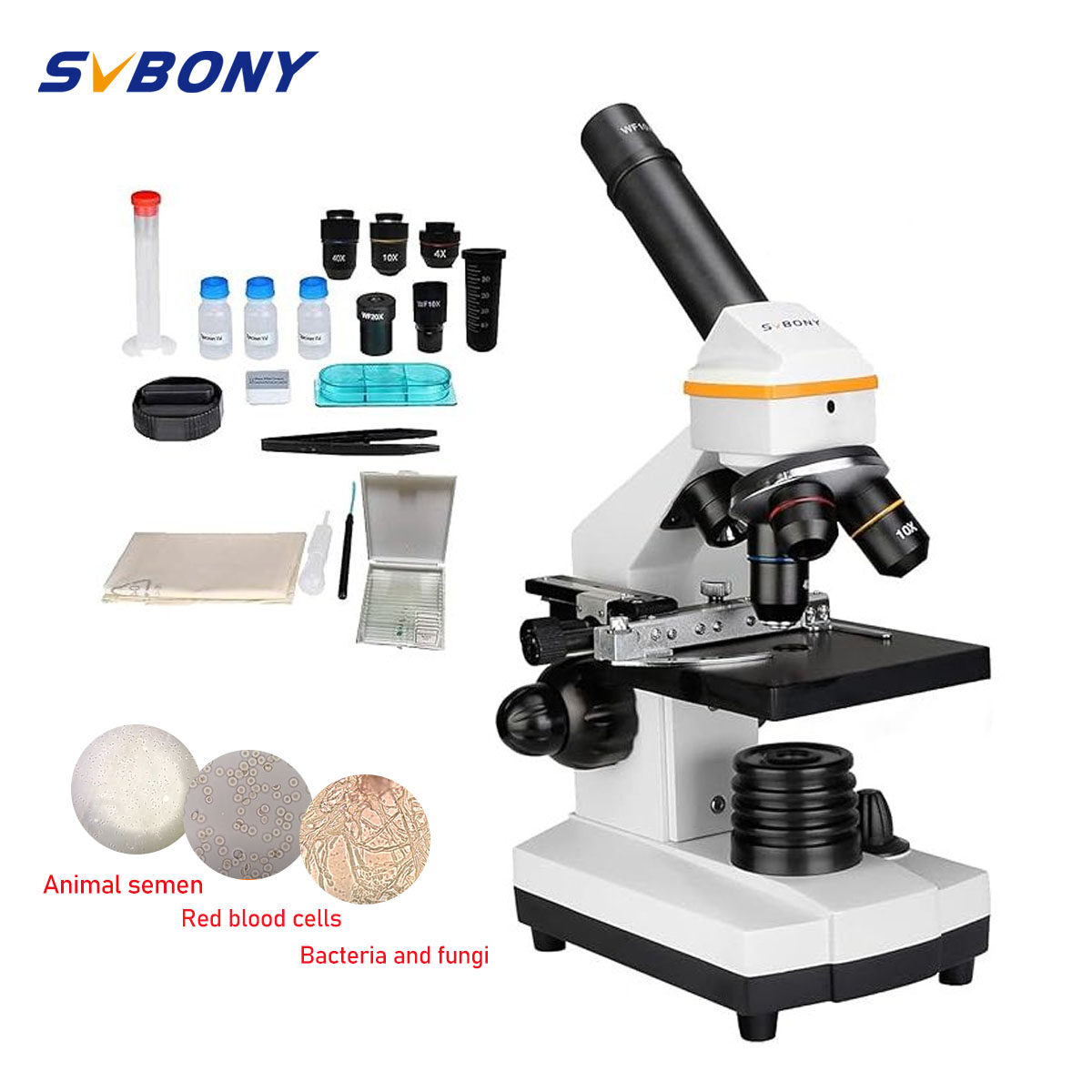 Svbony Sv601 Chuyên Nghiệp kính hiển vi sinh học HD 80x-1600x Đèn LED năng lượng kép Cho Trường Học Phòng Thí Nghiệm Giáo Dục