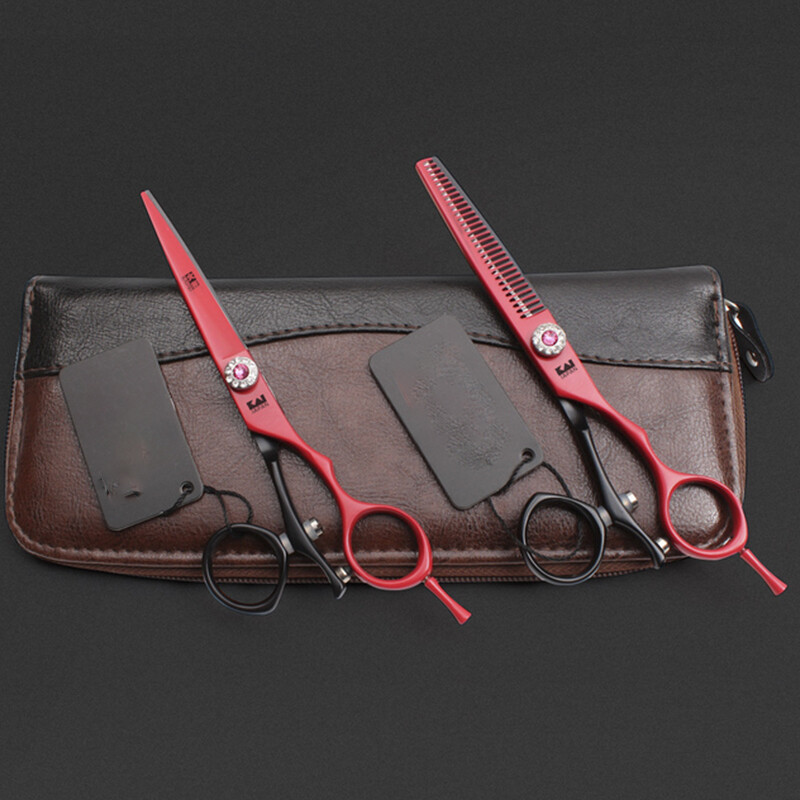 Barbertop kéo cắt tóc salon 440c nhật bản bộ kéo cắt răng phẳng 6 inch cho thợ cắt tóc dụng cụ kẹp túi đựng
