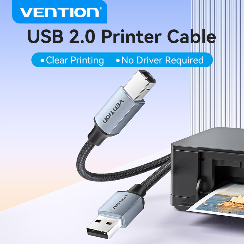 Vention Dây Cáp USB 2.0 Máy In 3M - Cáp USB A Đầu Nối USB B Tương Thích Rộng Rãi Cho Máy In Máy Tính