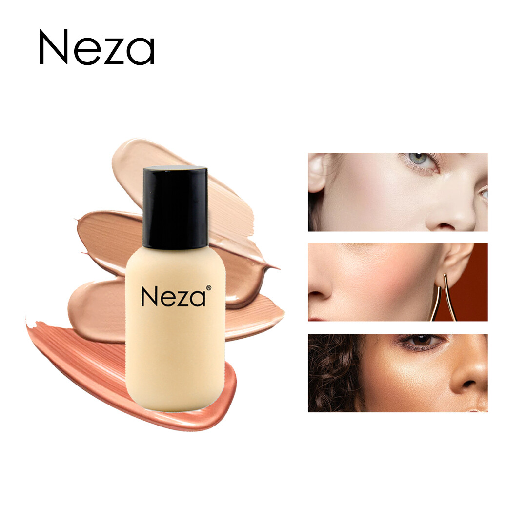 Gambar NEZA Foundation Liquid Naturally Oil controling Hiding Flaw Holding Waterproof Base Primer Full Cover Face bb cream Long lasting