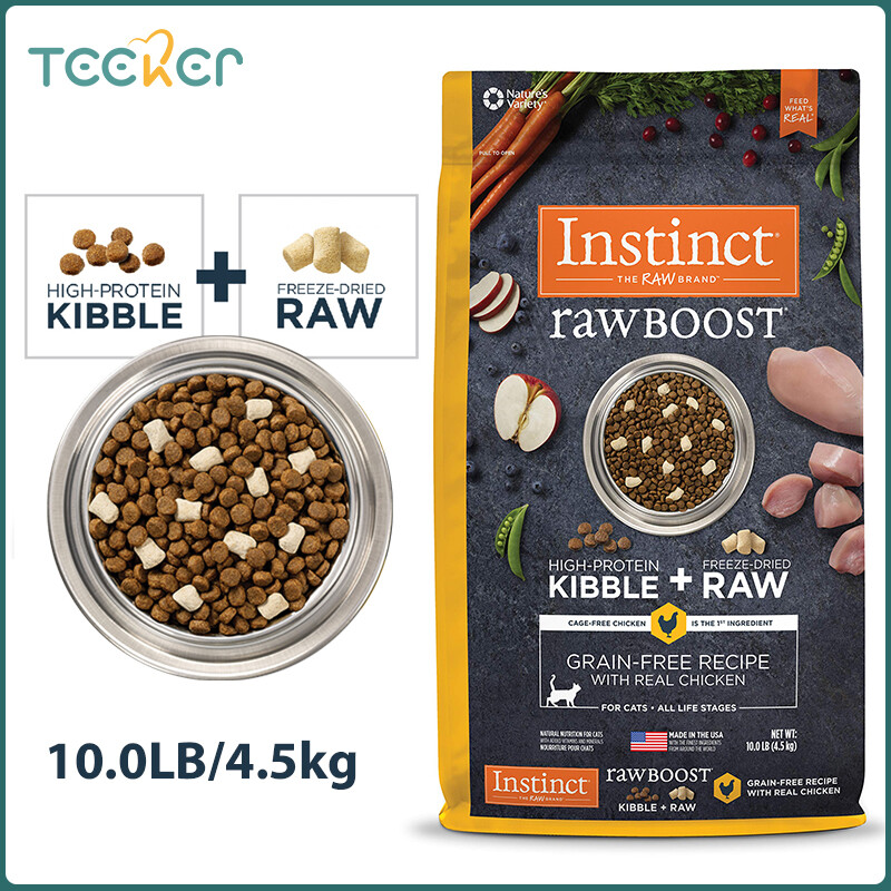 Instinct Cat Raw Boost Grain Free Recipe Real Chicken Dry Cat Food for All Age of Cats 4.5kg/10 lb. bags. ราคา 3,590 บาท*ส่งฟรี