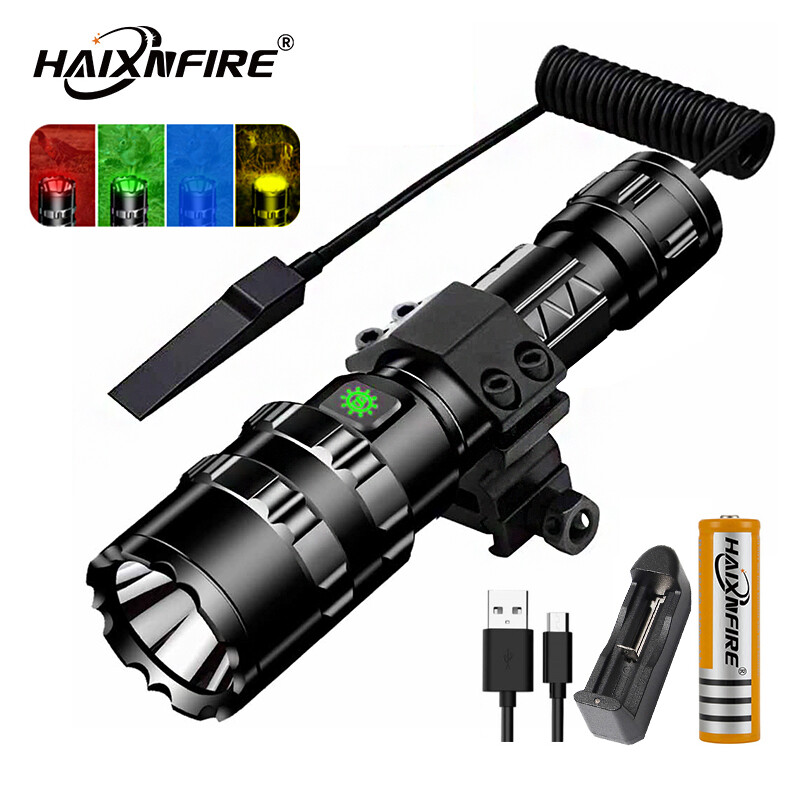 Haixnfire đèn pin cắm trại ngoài trời g100 đèn pin led màu đỏ màu xanh lá cây màu vàng màu xanh dương đèn có thể sạc lại