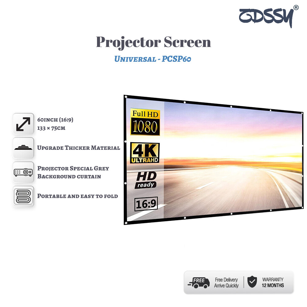 ZDSSY Projector wall Screen 60/72/84/100/120/150 inch projection cloth, foldable, not easy to wrinkle, Home Outdoor Office Portable 3D HD Projection Screen Cloth Harga  14 Ringgit*Penghantaran Percuma