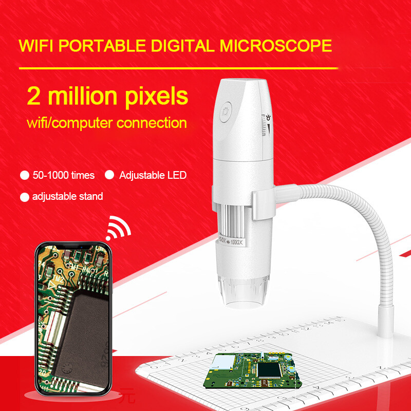 Camera kính hiển vi kỹ thuật số hd 1080p kính lúp 1000x 8 đèn led kính hiển vi wifi usb cho iphone ipad android pc jpeg mp4/avi