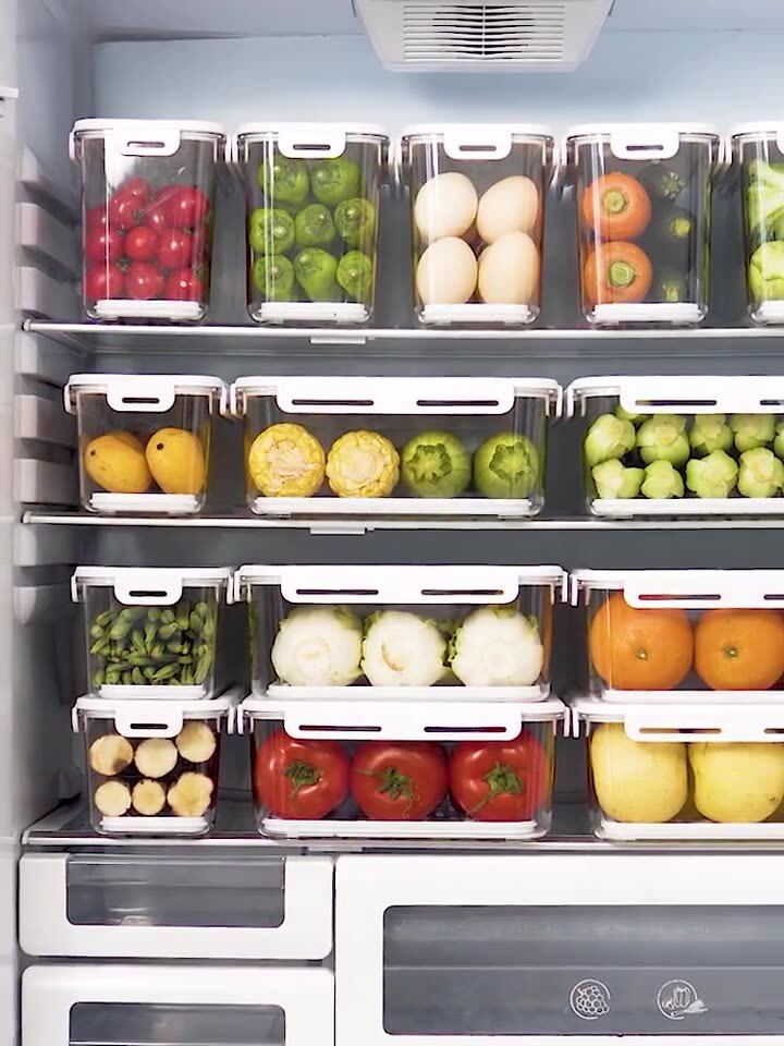 Gambar ?? Ready Stock?? Refrigerator Fruit and Vegetable Storage Box with Lid Transparent Fresh keeping Freezer Box