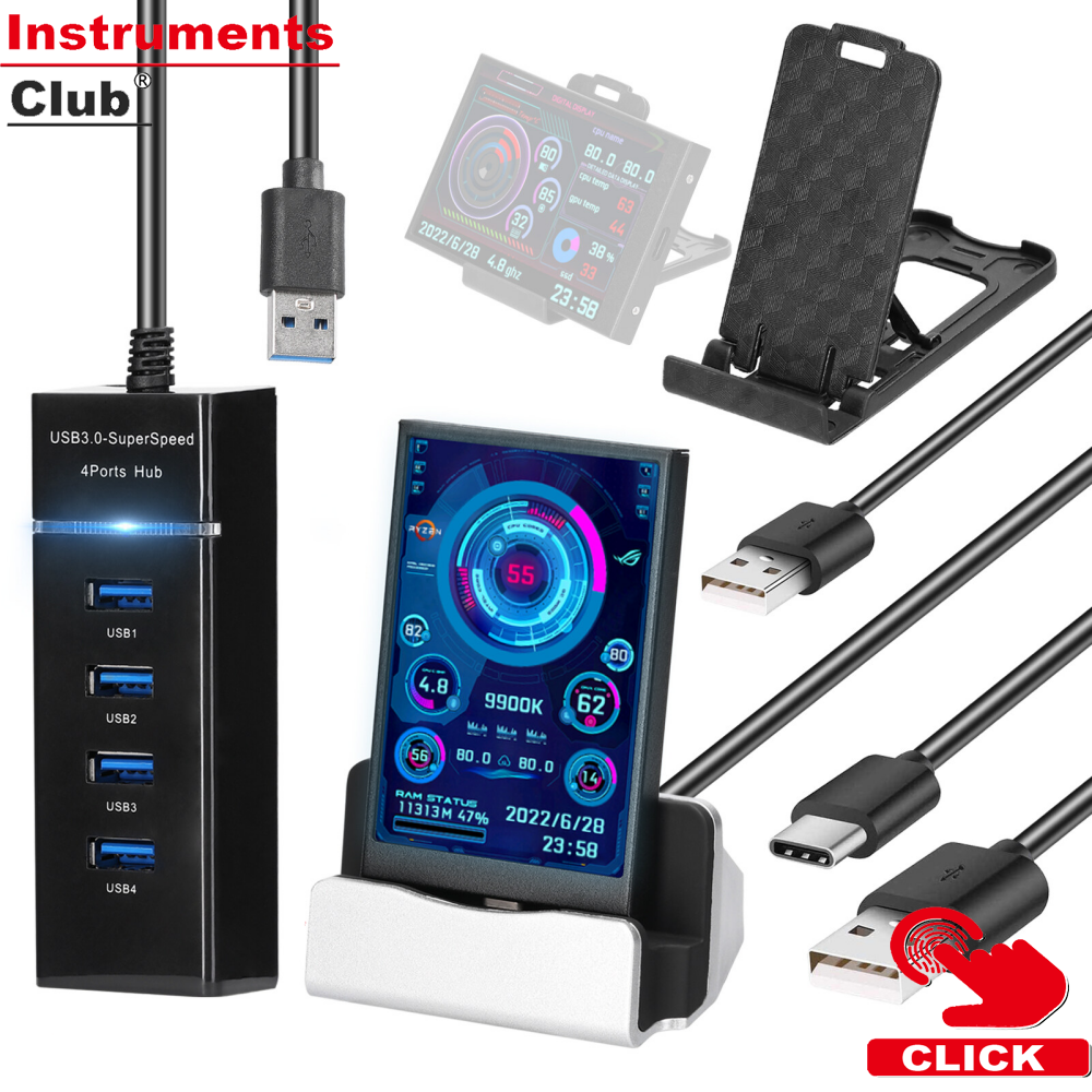 Instruments màn hình hiển thị ips 3.5 inch màn hình phụ usb máy tính cpu gpu ram hdd màn hình hiển thị ngày giờ công tắc màn hình dọc ngang