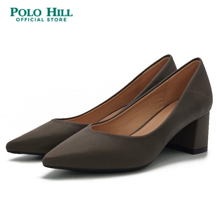 POLO HILL Ladies Mid Block Heels Front Buckle Formal Office Shoes