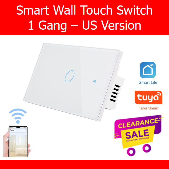 Smart WiFi Wall Light Touch Switch No Neutral Wire 1/2/3 Gang Tuya Smart Life 110-220V US Version