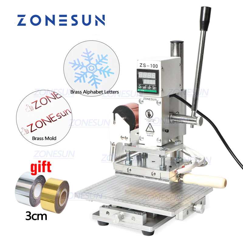 ZONESUN ZS-100C Digital Hot Foil Stamping Machine Leather Embossing Heat Pressing Machine For Wood PVC Paper Custom Logo Stamp ราคา 12,926 บาท*ส่งฟรี