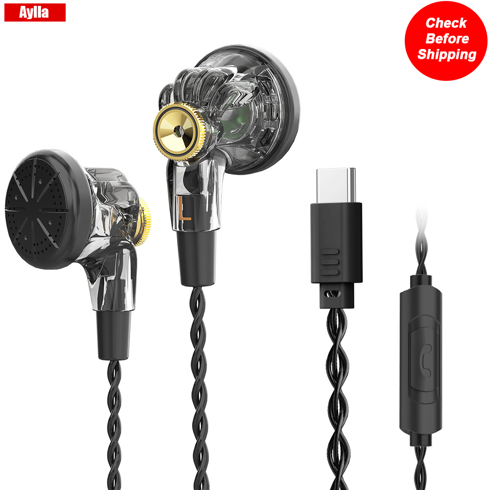 Aylla 9D TYPE-C Earphones With HD Microphone Waterproof No Delay Gaming Earphone Noise Reduction In Ear Headphones High Quality Sport Headset ราคา 240 บาท*ส่งฟรี