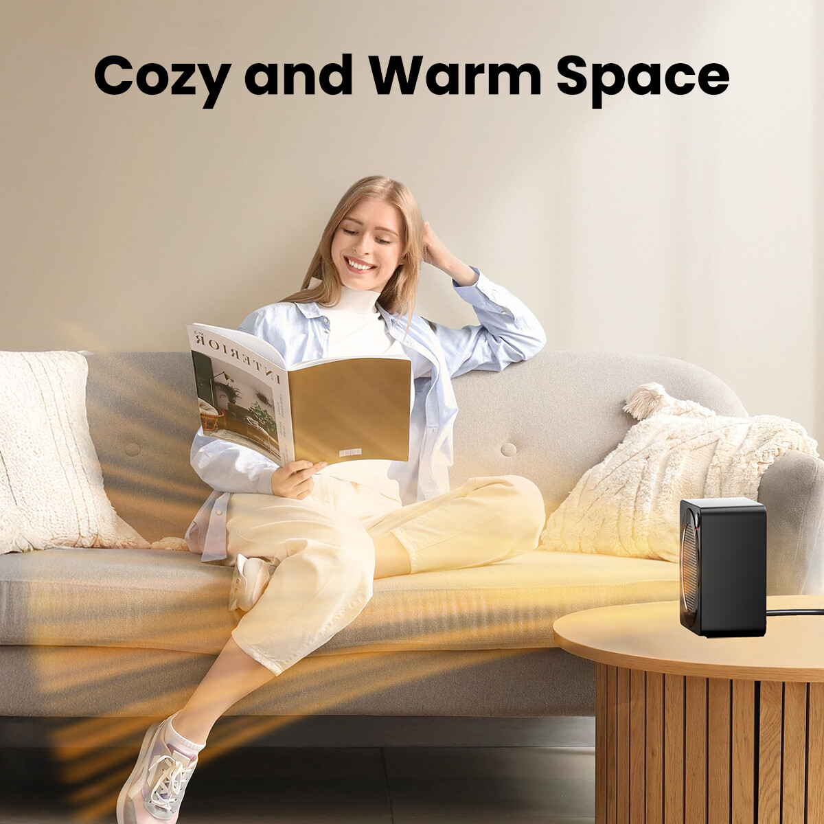 GAIATOP Space Heater, 500W Energy Efficient for Indoor Use, PTC Ceramic Fast Heating Electric Desk Heater, Overheating & 45°Tip-Over Protection Portable Mini Heater for Office Home Black ราคา 499 บาท*ส่งฟรี