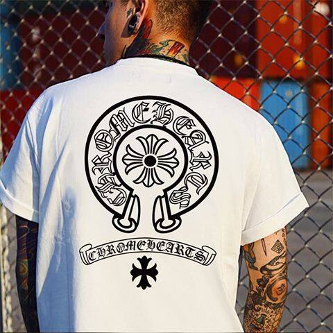 Chrome Trái Tim Crow Heart T-Shirt Châu Âu Và Mỹ Hợp Thời Trang Thương Hiệu Móng Ngựa Loose Ins Người Đàn Ông Và Phụ Nữ Của Vài Trang Phục Tinh Khiết Cotton tay ngắn Mùa Xuân/ngắn tay mùa hè tay ngắn phiên bản Hàn Quốc