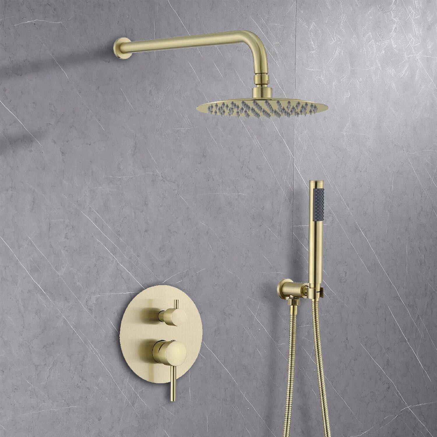 Biggers Home Hotel Brush Gold Bathroom Shower Faucet Set 8 Inch Wall Mount Bathroom Shower Set ราคา 3,832 บาท*ส่งฟรี