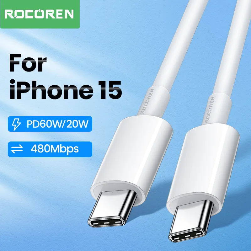 Bộ sạc dữ liệu rocoren pd 20w loại usb c sang type c cáp cho iphone sạc nhanh 15 pro usb-c cho macbook samsung cáp usb c xiaomi type c