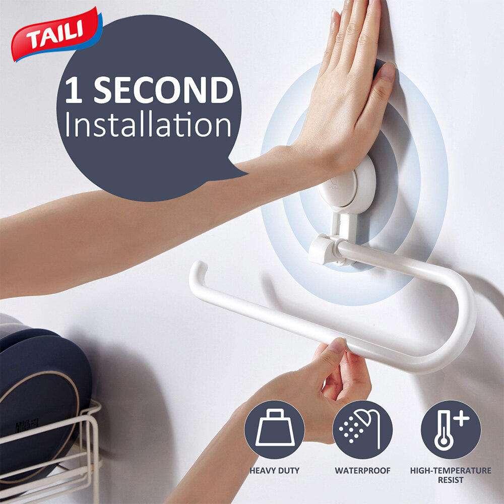 Taili núm hút cao su Giá giữ khăn giấy nhà bếp không khoan Túi đựng cuộn trải bếp có thể tái sử dụng giá đựng cuộn giấy giá lưu trữ phim giá treo tường có thể điều chỉnh