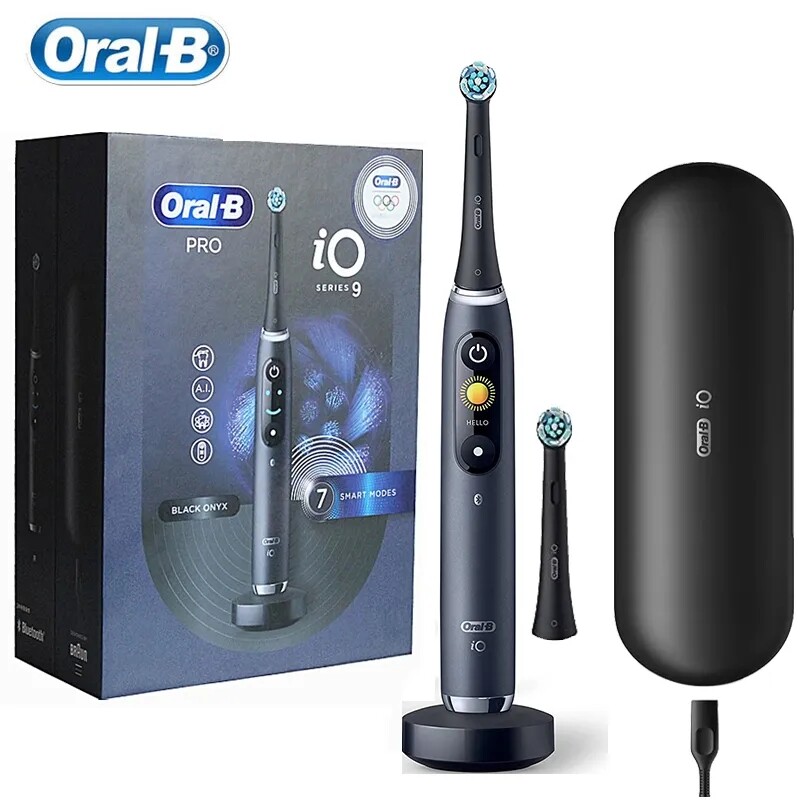 Oral B IO loạt 9 3D Điện Thông Minh Bàn chải đánh răng Cảm biến áp suất có thể nhìn thấy hẹn giờ ai theo dõi bàn chải 7 chế độ với phí du lịch trường hợp io9