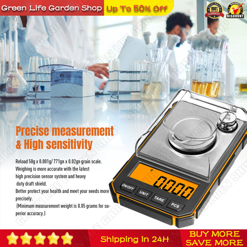 ⭐Trong kho⭐0.001g Cân kỹ thuật số điện tử xách tay cân nhỏ chính xác chuyên nghiệp Cân bỏ túi MG 50g quả cân hiệu chuẩn