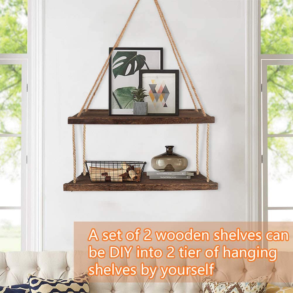 INSOUND Kệ Nổi Treo Xích Đu Bằng Gỗ Kệ Gỗ Trang Trí Nhà Gắn Tường Kệ Chậu Hoa Cây Kệ Trang Trí Trưng Bày Nổi Giá Treo Tường