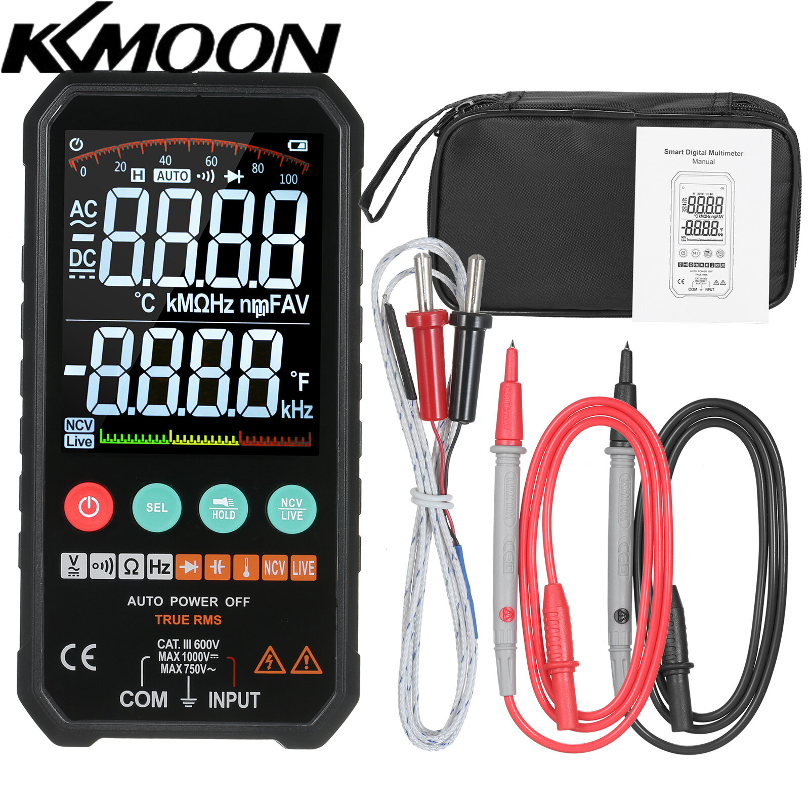 Mastfuyi đồng hồ vạn năng kỹ thuật số lcd 3.3 inch kích thước lòng bàn tay siêu mỏng đồng hồ vạn năng rms thật 6000 số đếm đo thông minh độ chính xác cao điện trở điện áp ac/dc điện dung tần số liên tục diode kiểm tra ncv & đo nhiệt độ