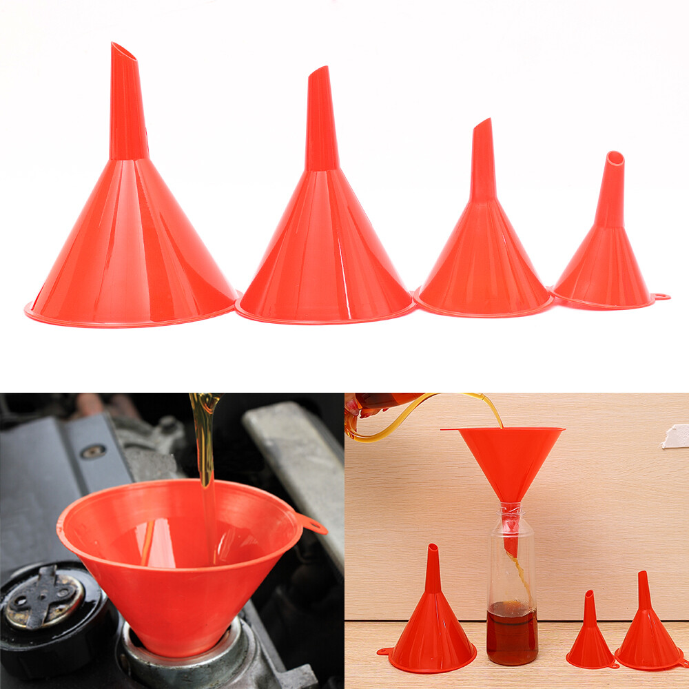 4 cái PHỄU RÓT đa dụng Phễu hộ gia đình nhà bếp nhà để xe chất lỏng Xăng Phễu Bộ dụng cụ dầu đỏ thay đổi thiết bị phụ kiện xe hơi