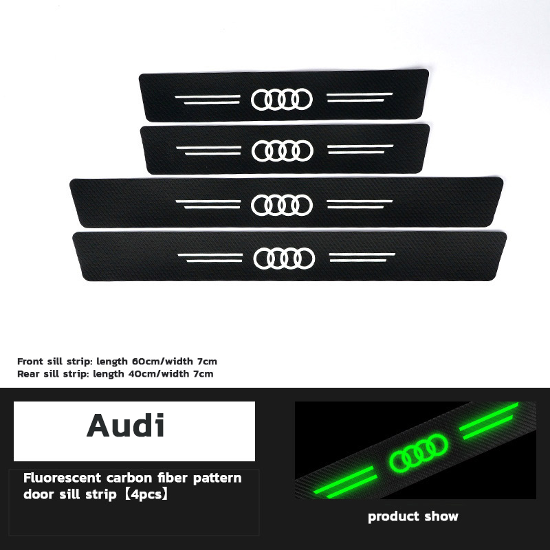 4pc/Set Car Door Side Step Sill Strip fluorescence Carbon Fibre Leather Anti Scratch Protector Sticker Fiber for Audi Giá 82,000 Đồng*Miễn phí vận chuyển