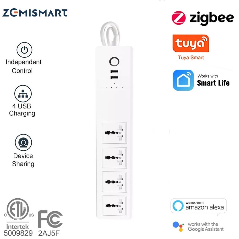 Zemismart ổ cắm thông minh zigbee ổ cắm điện 10a us 4 ổ cắm 4 cổng sạc usb cho alexa điều khiển bằng giọng nói ổ cắm tường usb nhiều phích cắm bảo vệ đột biến điều khiển hẹn giờ, cần trung tâm tuya zigbee